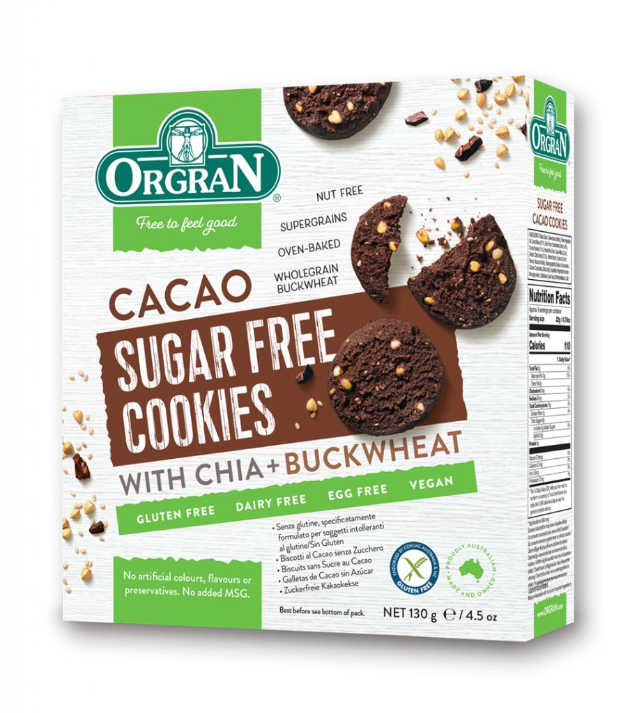 Cacao Sugar Free Cookies With Chia + Buckwheat Gluten Free 130 g