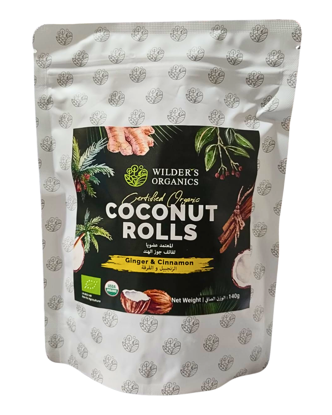Organic Coconut Rolls with Ginger And Cinnamon 140 g