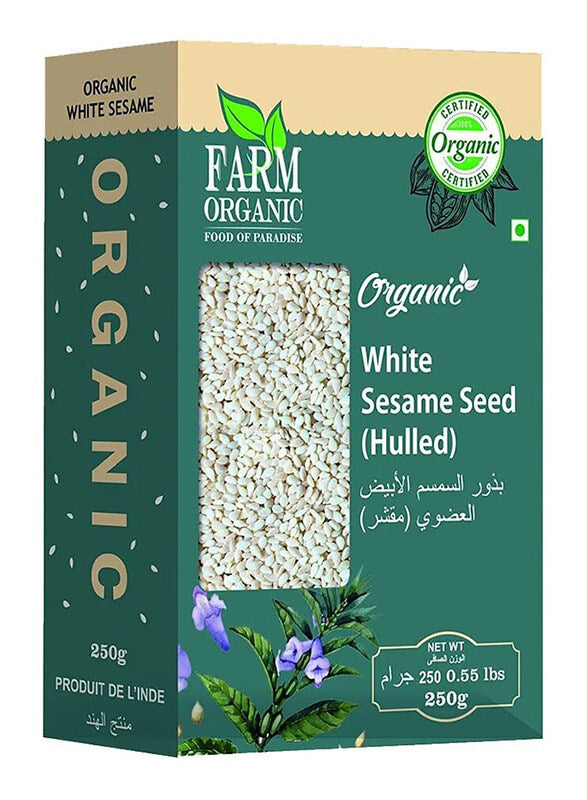 Organic White Sesame Seeds (Hulled, Gluten-Free, 250g)
