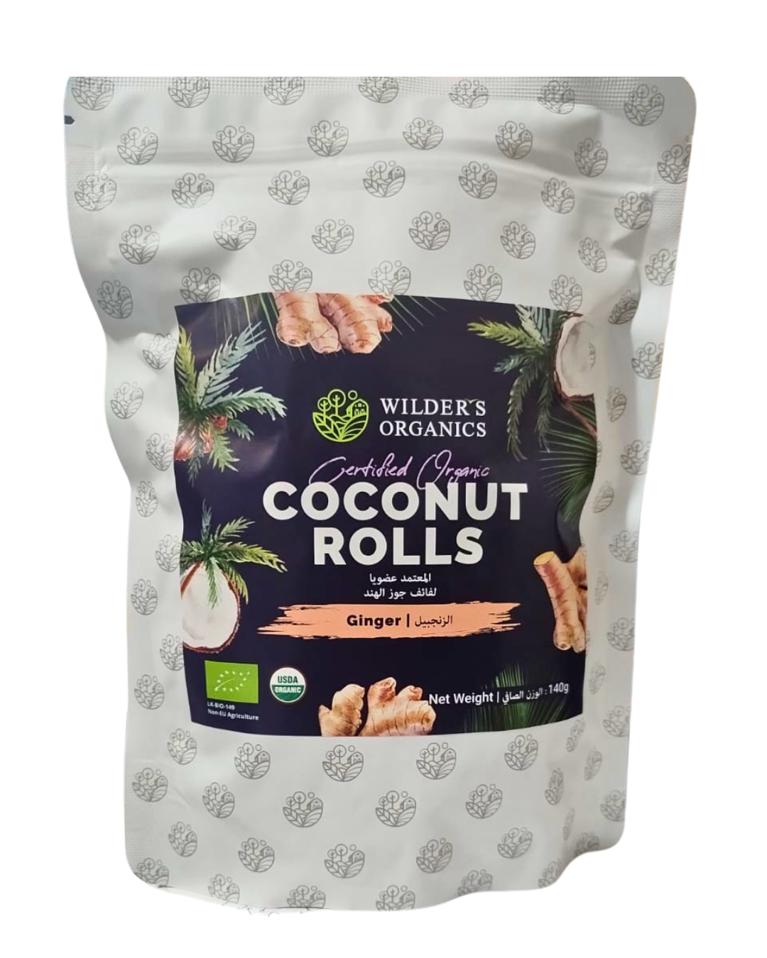 Organic Coconut Rolls Ginger 140 g