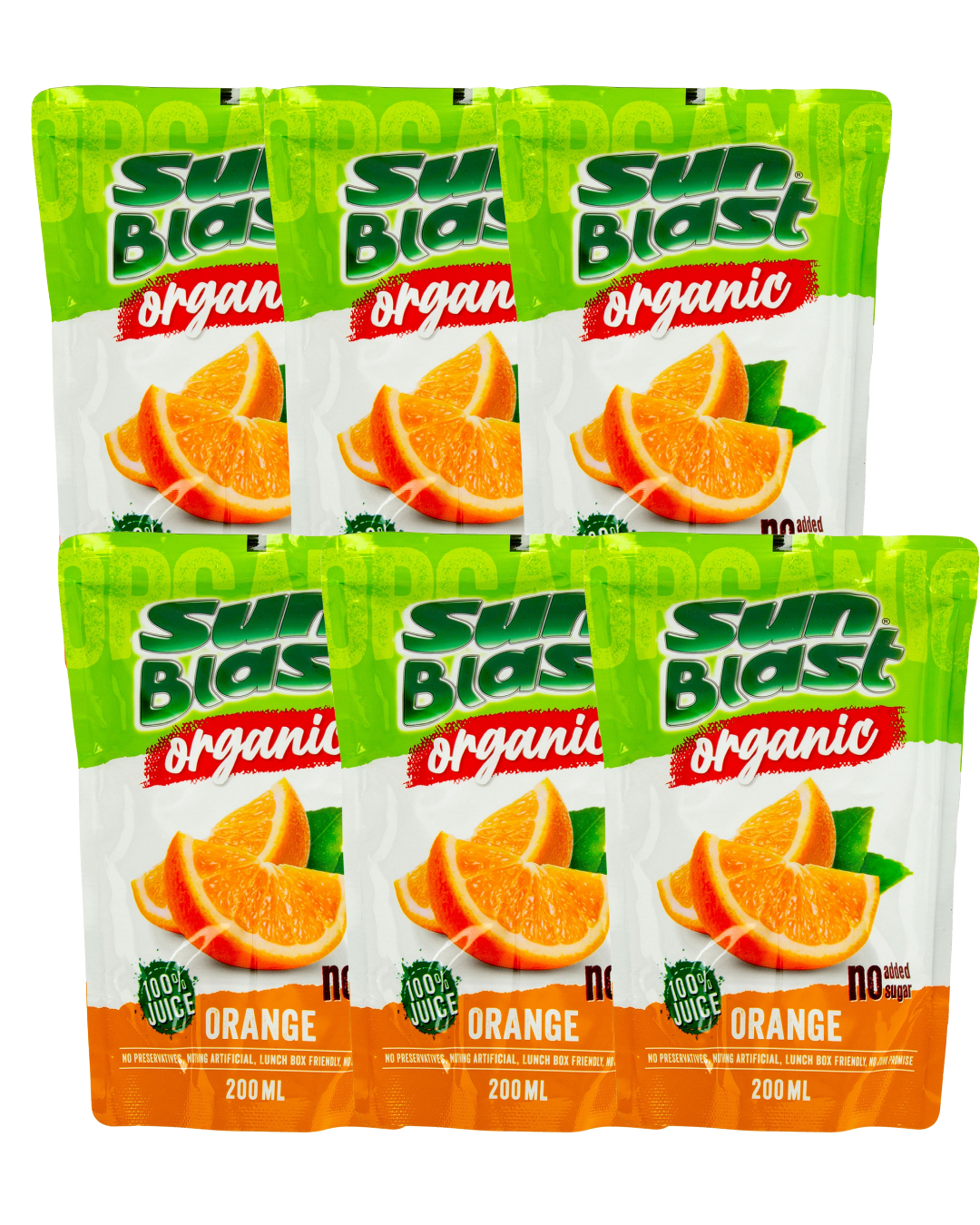 Sunblast Organic Orange Juice, 200ml (Pack of 6)